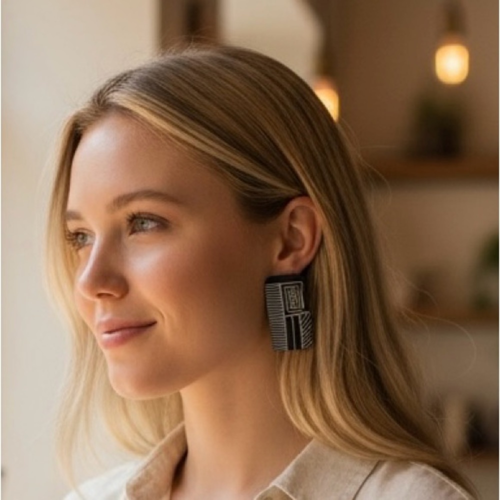 Black and White Geometric Earrings